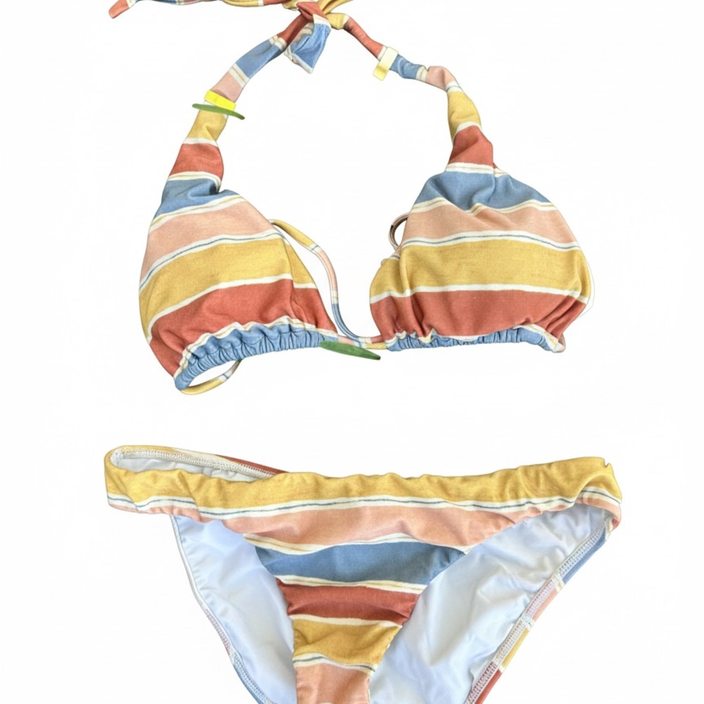 Vix Striped Bikini Set - Yellow, Blue, Pink, Cream